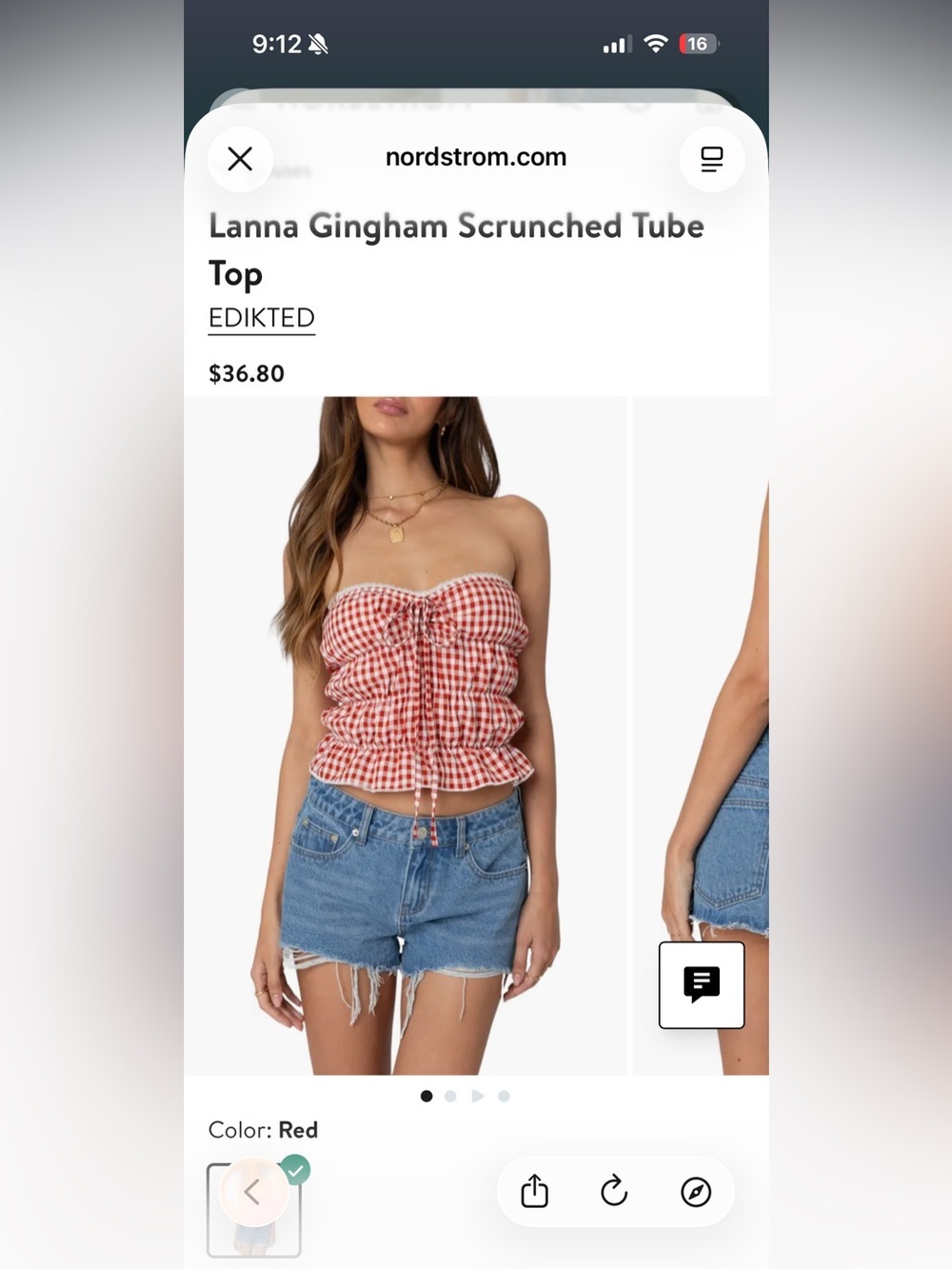 Edikted Red and White Bubble Smocked Tank Top
